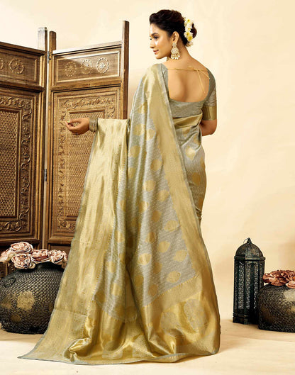 Grey Silk Woven Banarasi Saree