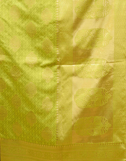 Parrot Green Silk Woven Banarasi Saree