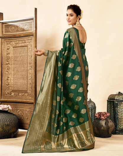 Dark Green Silk Woven Banarasi Saree