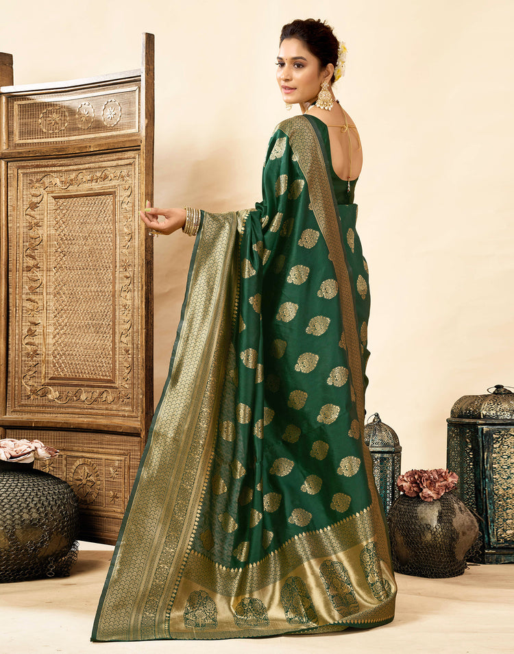 Dark Green Silk Woven Banarasi Saree