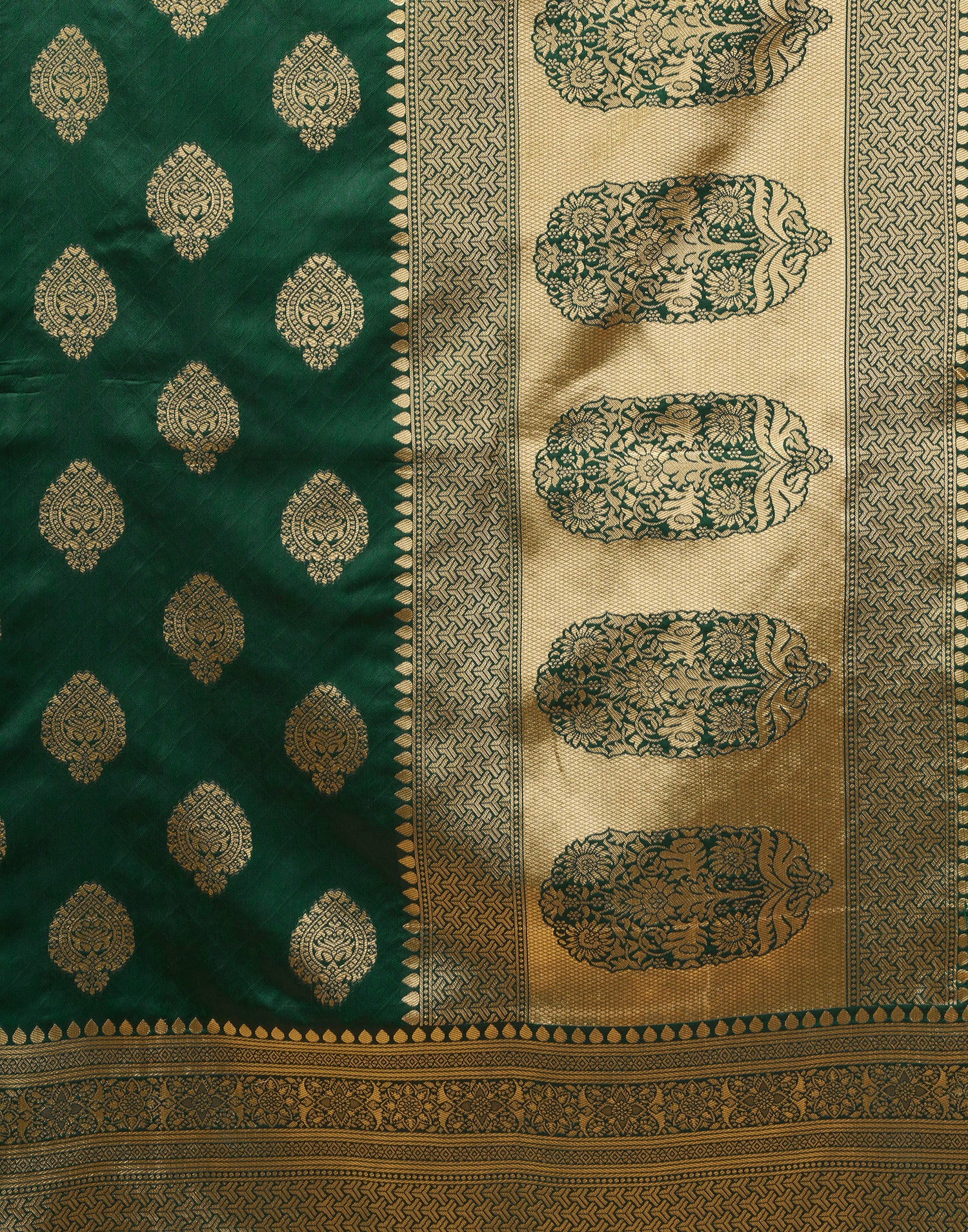 Dark Green Silk Woven Banarasi Saree