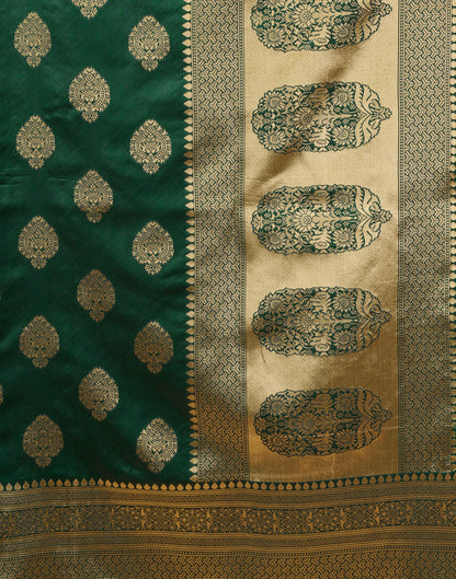 Dark Green Silk Woven Banarasi Saree