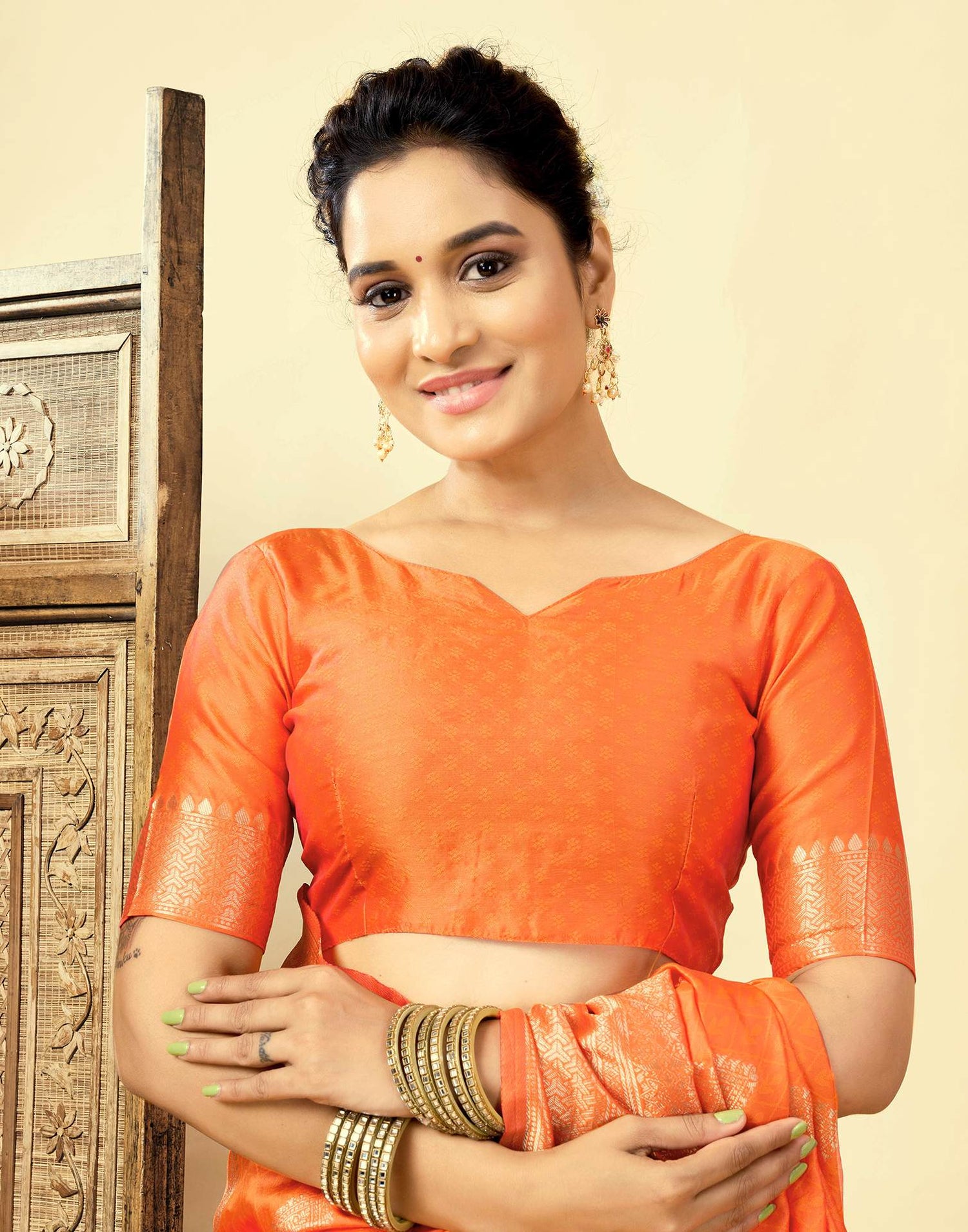 Orange Silk Woven Banarasi Saree