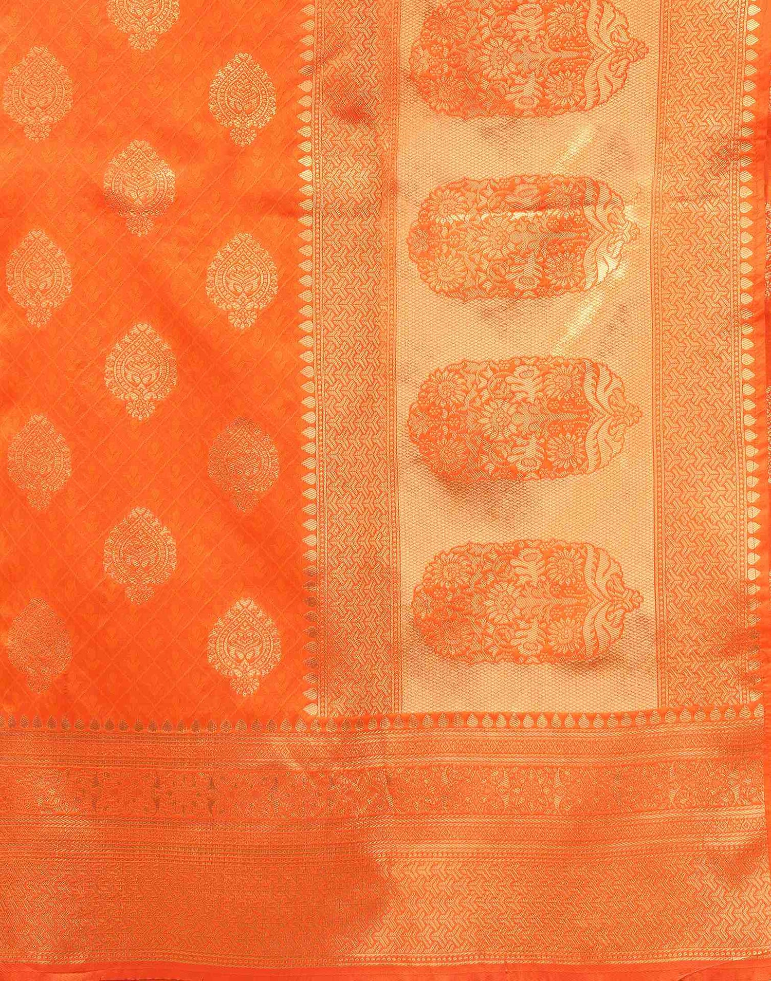 Orange Silk Woven Banarasi Saree