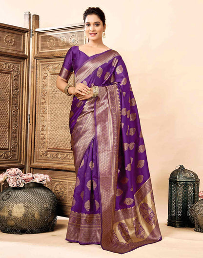 Purple Silk Woven Banarasi Saree