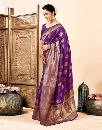 Purple Silk Woven Banarasi Saree