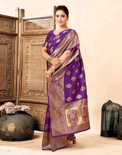 Purple Silk Woven Banarasi Saree