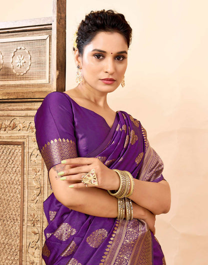Purple Silk Woven Banarasi Saree
