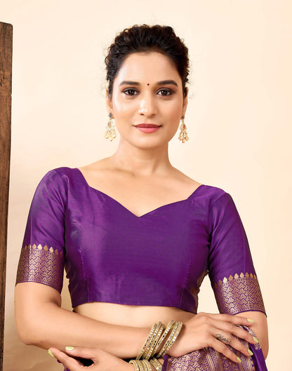 Purple Silk Woven Banarasi Saree