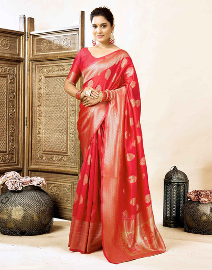 Red Silk Woven Banarasi Saree