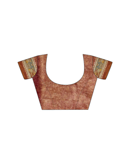 Chestnut Brown Linen Floral Printed Saree