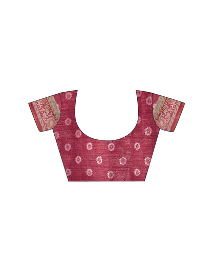 Dark Pink Linen Printed Saree