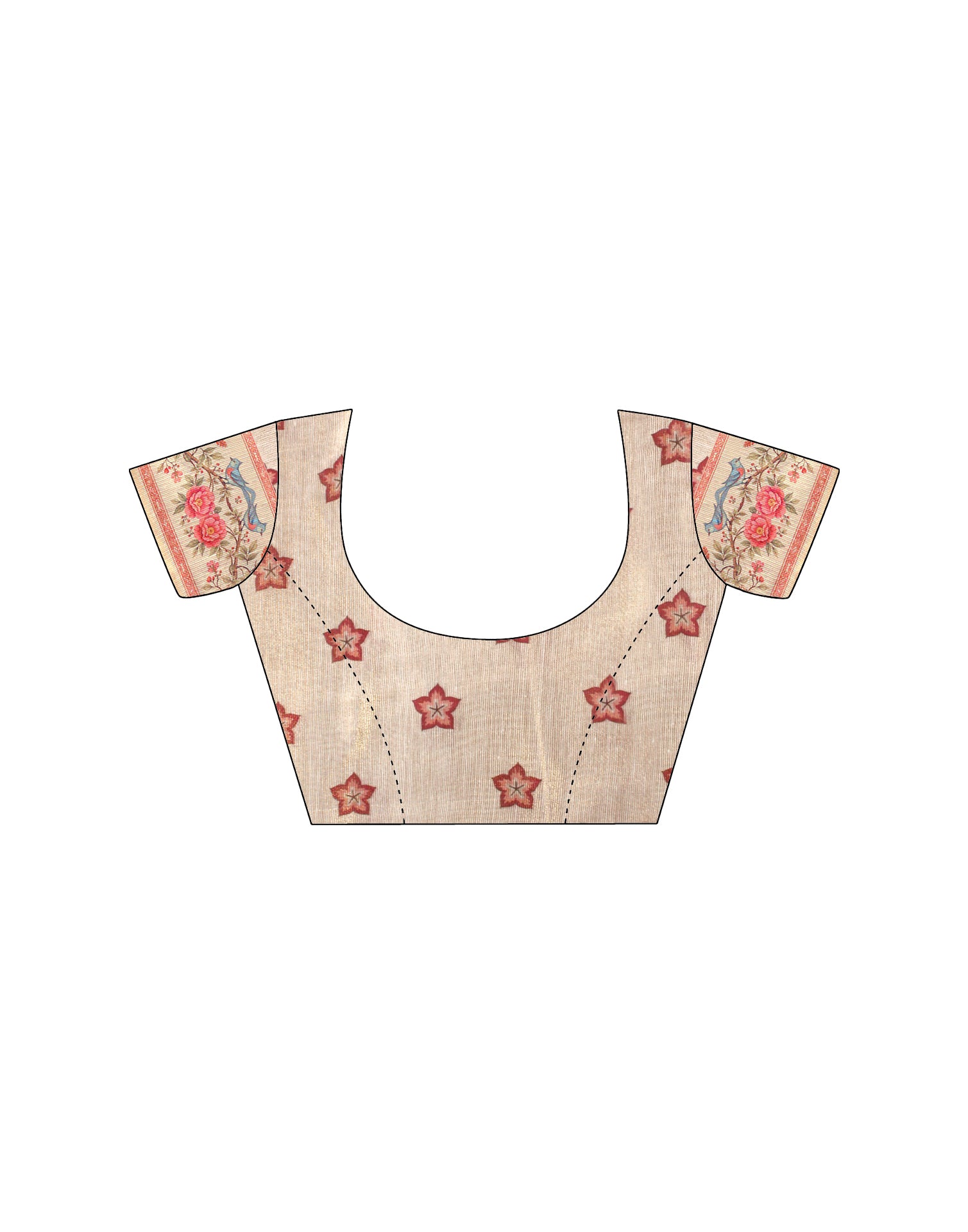 Light Beige Linen Floral Printed Saree