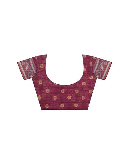 Dusty Wine Linen Printed Saree