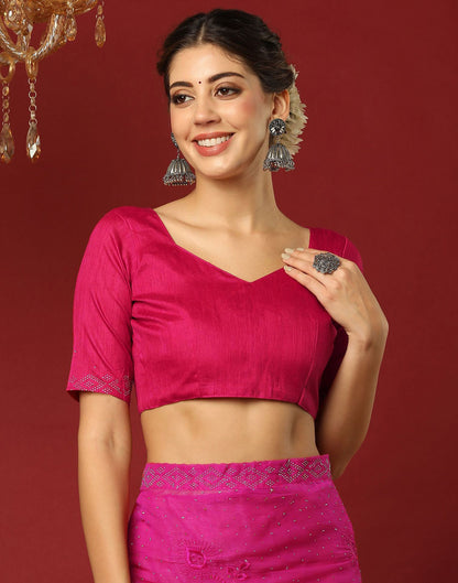 Pink Chiffon Stone Work Swarovski Saree