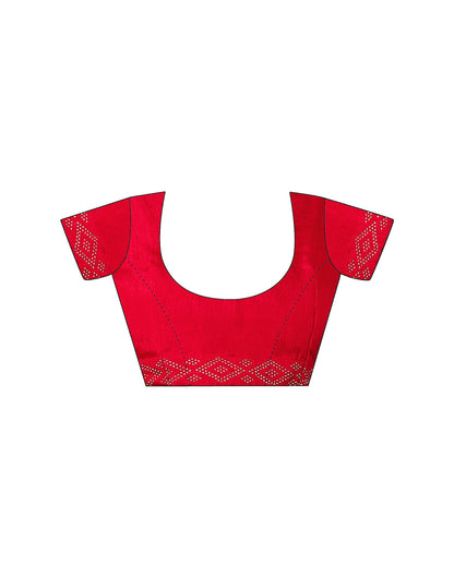 Red Chiffon Stone Work Swarovski Saree