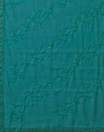 Green Chiffon Stone Work Swarovski Saree
