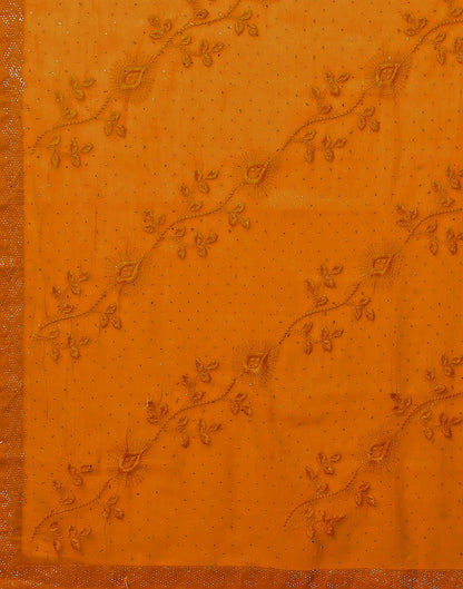 Yellow Chiffon Stone Work Swarovski Saree