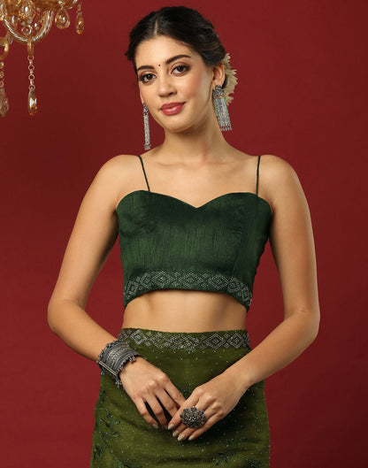 Green Chiffon Stone Work Swarovski Saree
