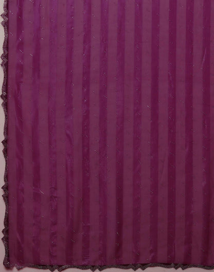 Dark Purple Georgette Stone Work Swarovski Saree