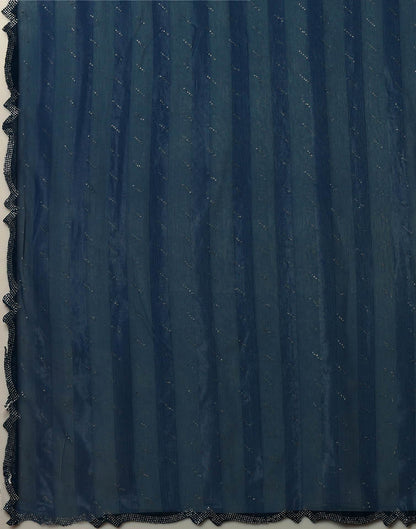 Rama Blue Georgette Stone Work Swarovski Saree