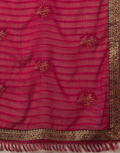 Rani Pink Chiffon Stone Work Swarovski Saree