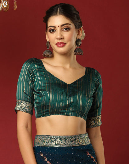 Rama Blue Georgette Stone Work Swarovski Saree