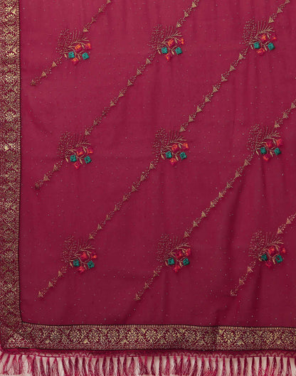 Dark Rani Pink Georgette Stone Work Swarovski Saree