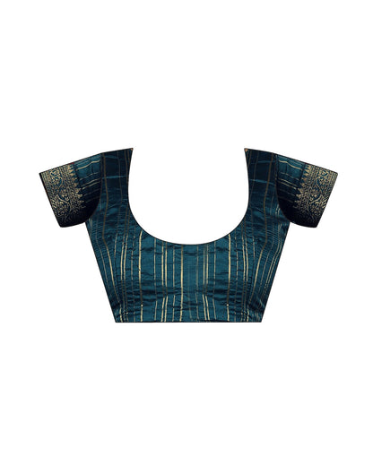 Rama Blue Georgette Stone Work Embellished Saree