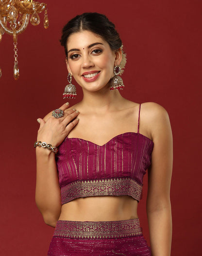 Rani Pink Georgette Stone Work Embellished Saree