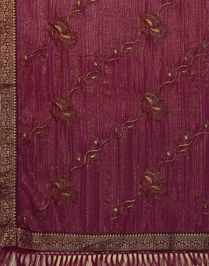 Rani Pink Georgette Stone Work Embellished Saree