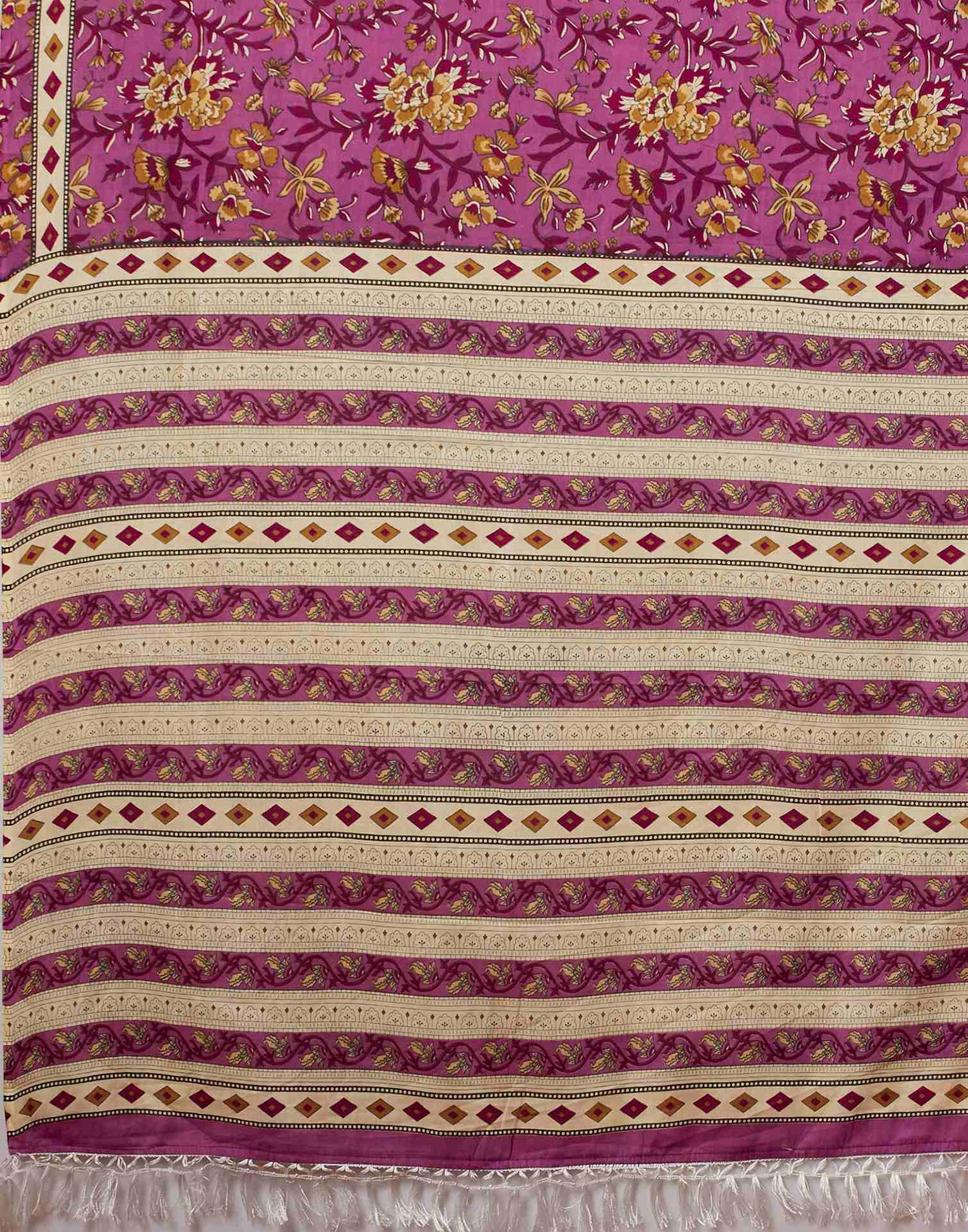 Pink Pure Cotton Floral Printed Saree