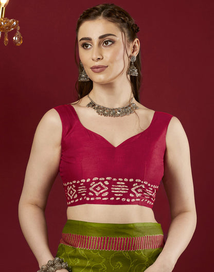 Green Pure Cotton Printed Saree