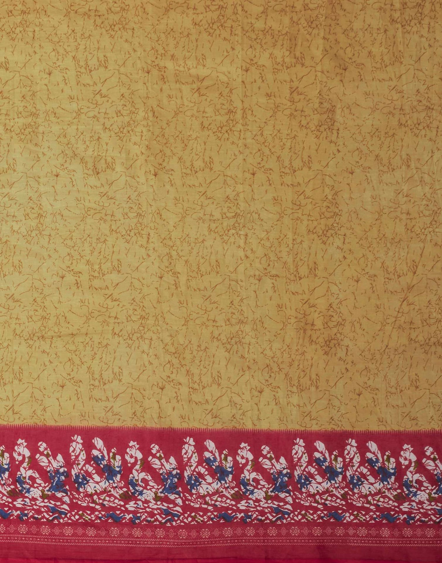 Light Yellow Pure Cotton Printed Saree