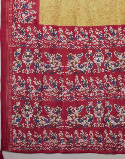 Light Yellow Pure Cotton Printed Saree