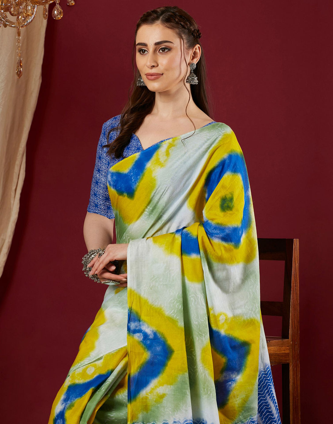 Blue Pure Cotton Printed Saree