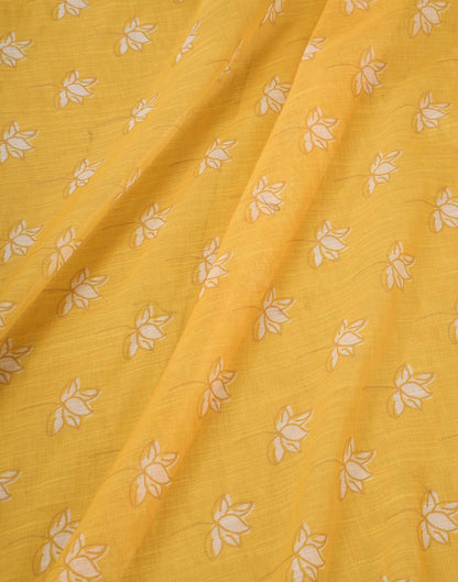 Ready to Wear Yellow Linen Printed Saree