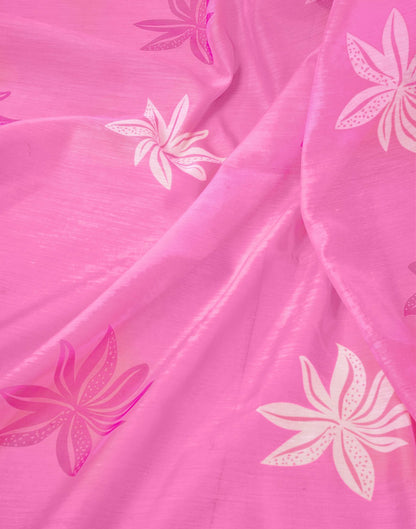 Ready to Wear Pink Chanderi Floral Printed Saree