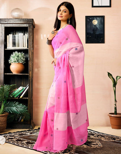 Ready to Wear Pink Chanderi Printed Saree