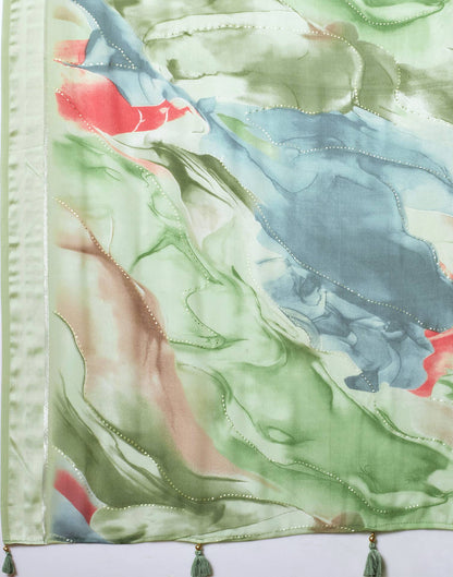 Light Pista Green Georgette Printed Saree
