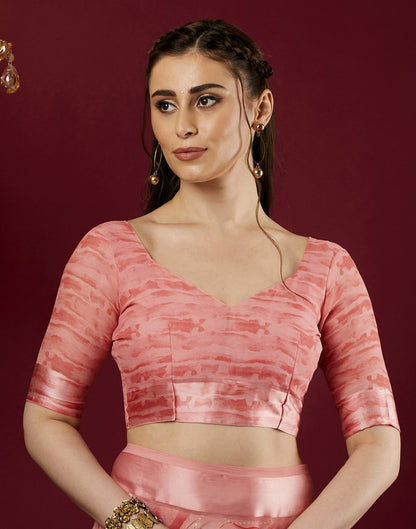 Light Rose Pink Georgette Printed Saree