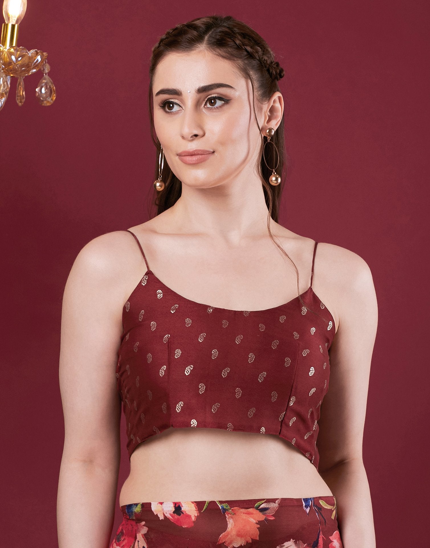 Maroon Georgette Floral Printed Saree