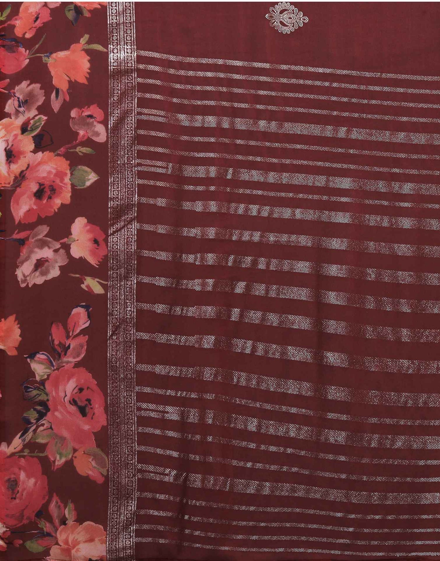 Maroon Georgette Floral Printed Saree