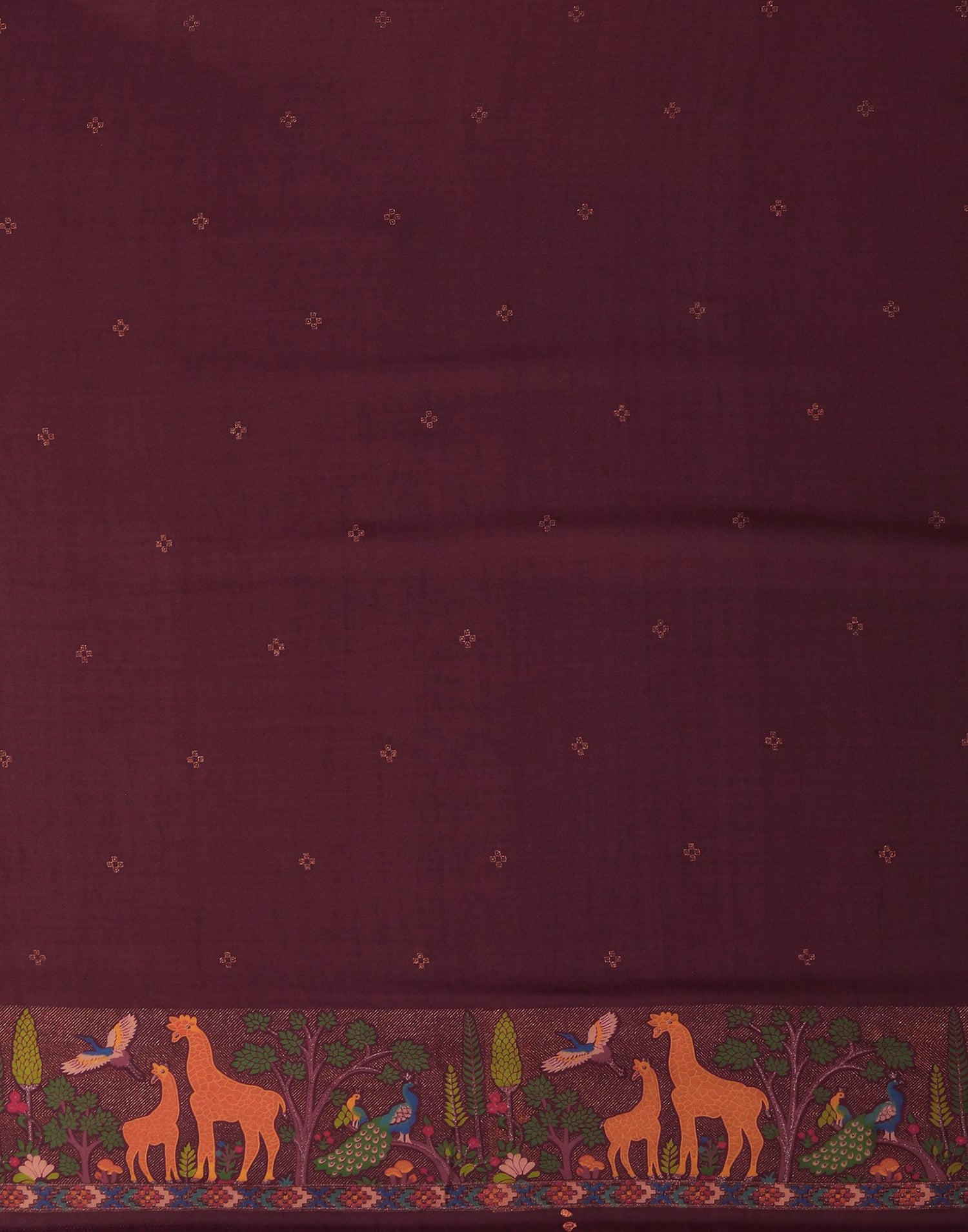 Wine Georgette Printed Saree