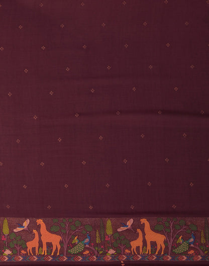 Wine Georgette Printed Saree