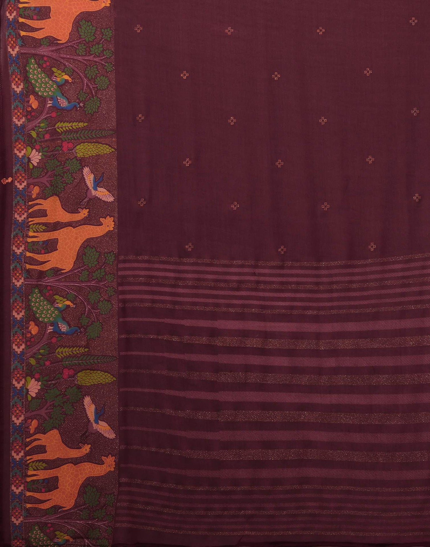Wine Georgette Printed Saree