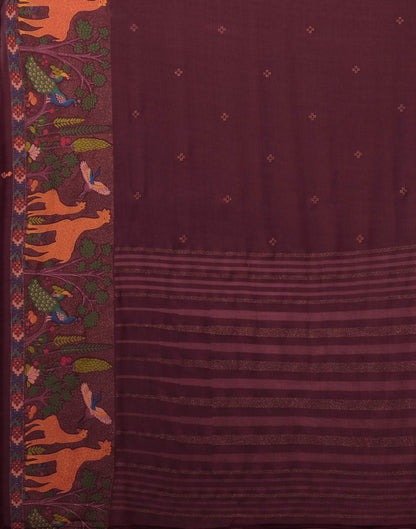 Wine Georgette Printed Saree