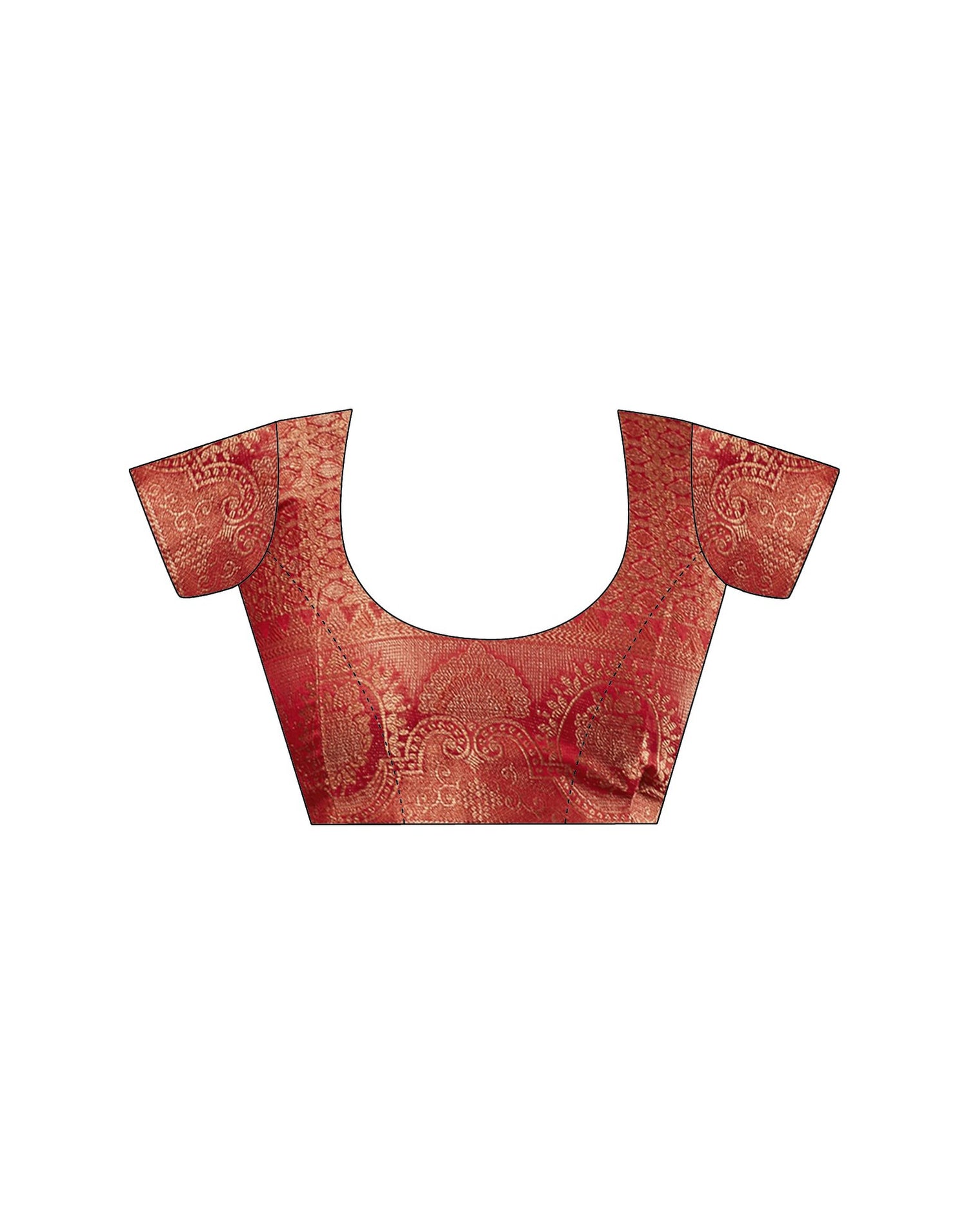 Cherry Red Organza Woven Banarasi Saree
