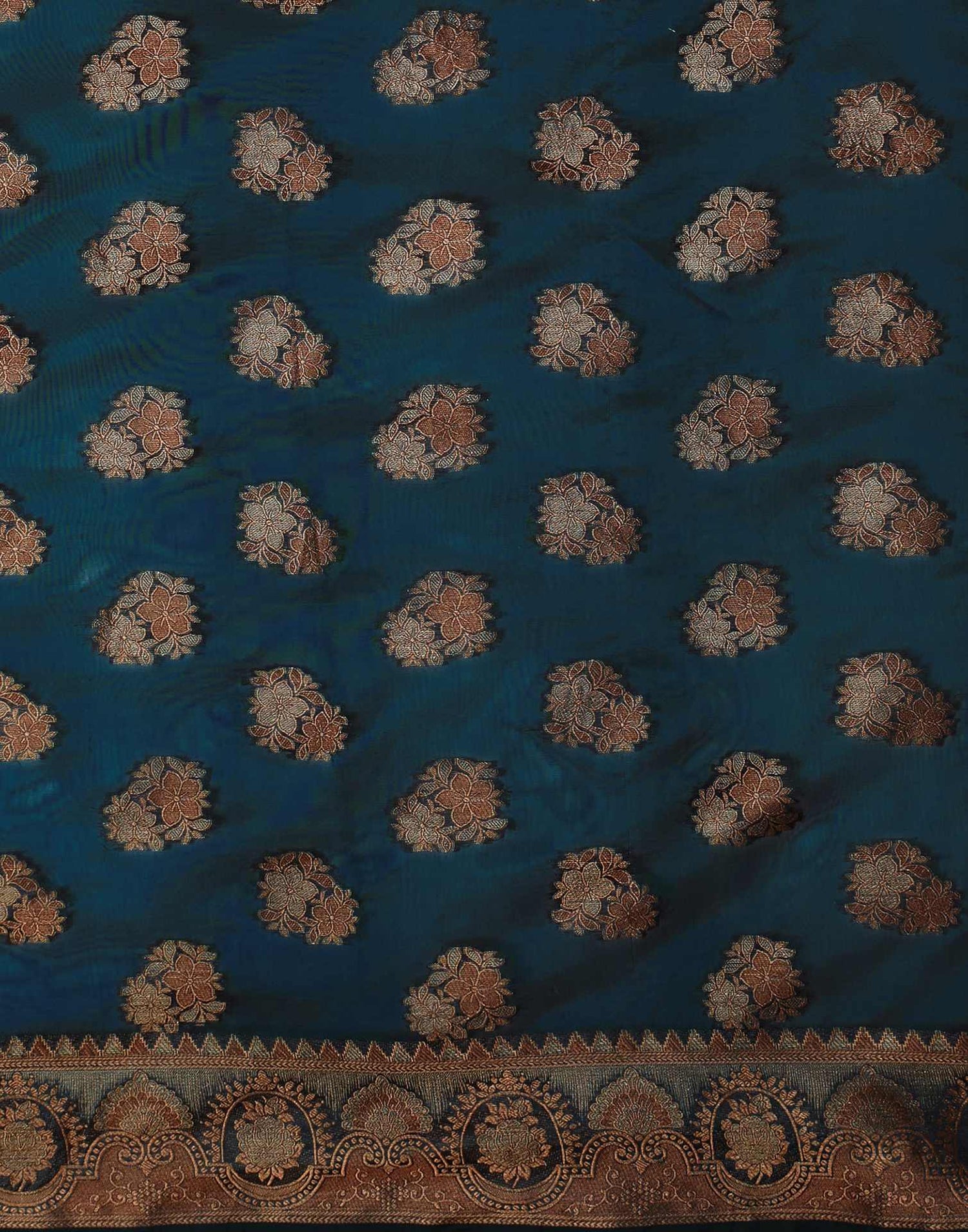 Rama Blue Organza Woven Banarasi Saree