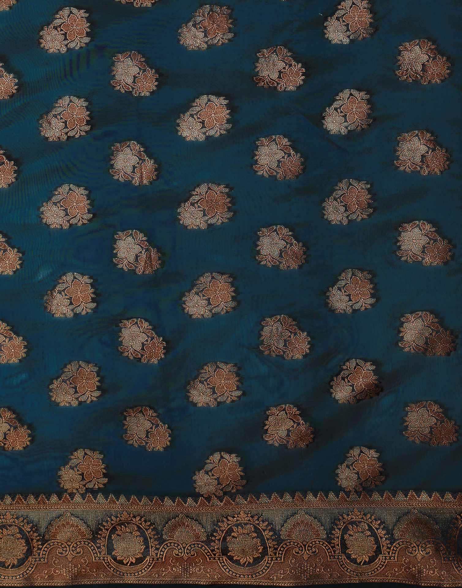 Rama Blue Organza Woven Banarasi Saree